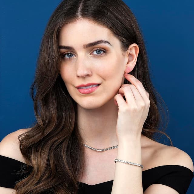 Detalle de ZAVANA Bracciale Tennis per Donna e Ragazza con strass rotondi, colore argento o oro