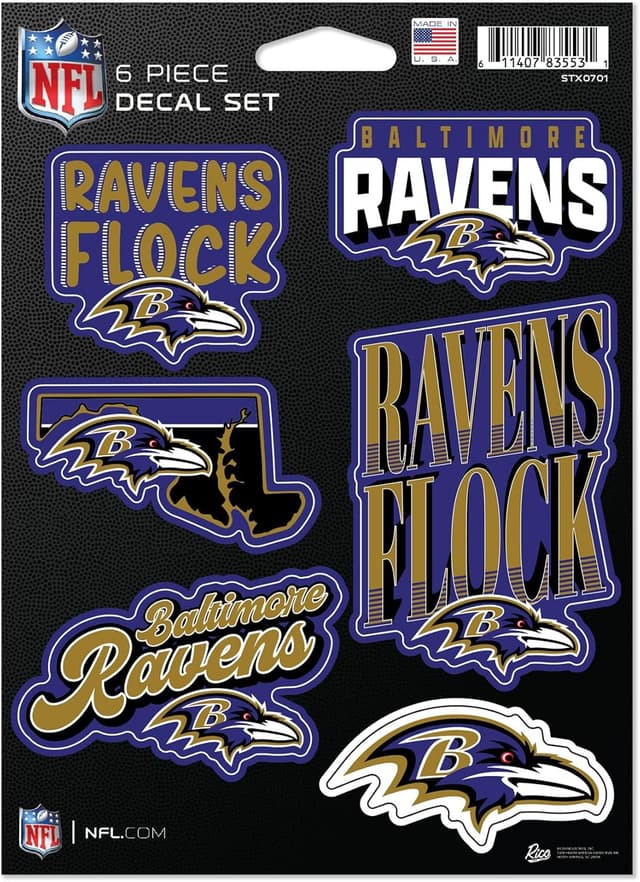 Detalle de Rico Industries NFL Football 6-Piece Decal Set (vinyl peel-and-stick)