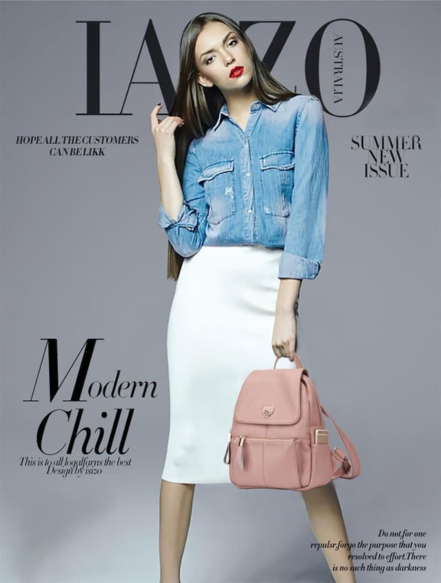 Detalle de DEERWORD Donna borsa a zaino / zainetto antifurto in PU 3005 rosa