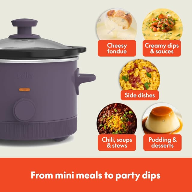 Detalle de bella 1.5 Qt Slow Cooker with 3 Heat Manual Control (Ceramic Nonstick) — Plum