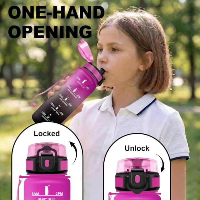 Detalle de JAPORIA gourde 500 ml avec filtre et marqueurs temporels pour motivation