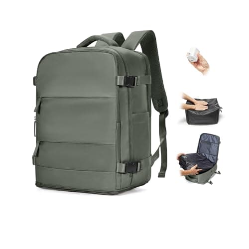 Detalle de BJLFS mochila de viaje 40x30x20 cm con compresión al vacío (cabina avión) para Ryanair, Vueling y Wizz Air