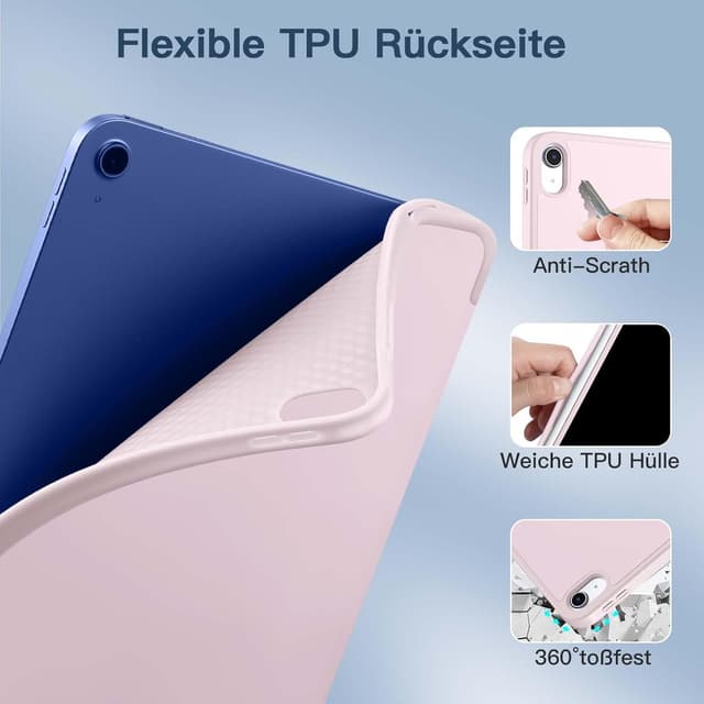 Thumbnail 6 de drivego Hülle für iPad 11. Generation (A16) & iPad 10. Gen 10,9 Zoll mit Stifthalter, Ständer und Auto-Ruhe/Wake – Strauß rosa