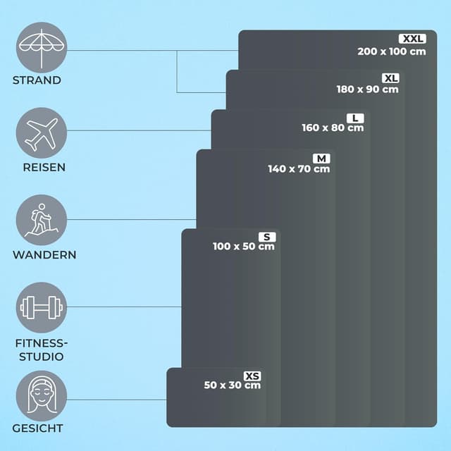 Detalle de ZENACROSS Mikrofaser Handtuch mit Transportbeutel (M, 140 x 70 cm) – schnelltrocknend, dunkelgrau