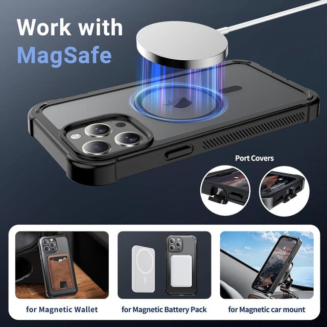 Detalle de Jaroco Magnetic Case for iPhone 13 Pro Max (6.7 in) — MagSafe, Shockproof 2-Layer Bumper