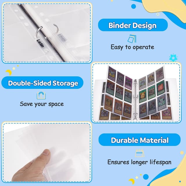 Detalle 2 de Lictin Trading Card Sleeves & Binder Album (Transparent Waterproof, 540 pockets)