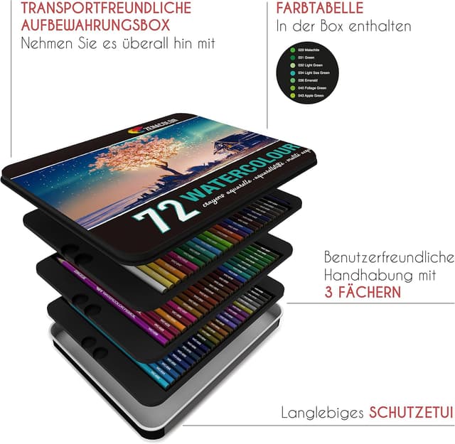 Detalle 1 de Zenacolor Aquarellstifte Set 72 für Wassertechnik