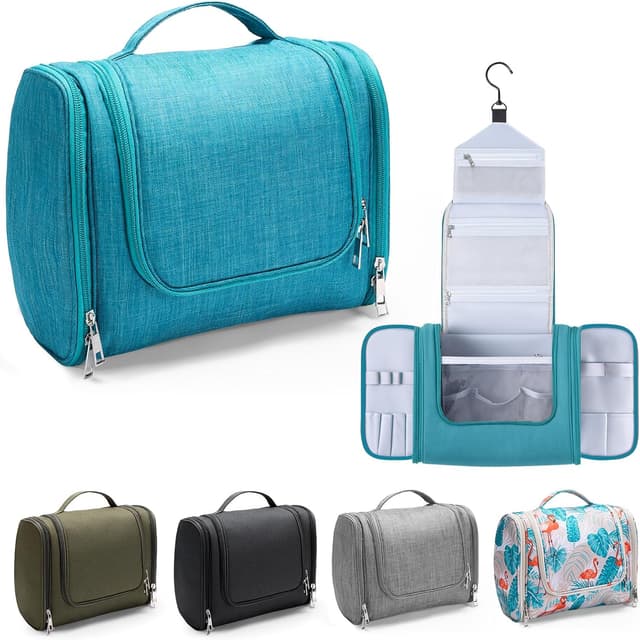 Detalle de Voniobuy Groß Kulturbeutel 4-in-1 mit drehbarem Haken – wasserdichte Kulturtasche zum Aufhängen (27 x 22,5 x 11 cm)