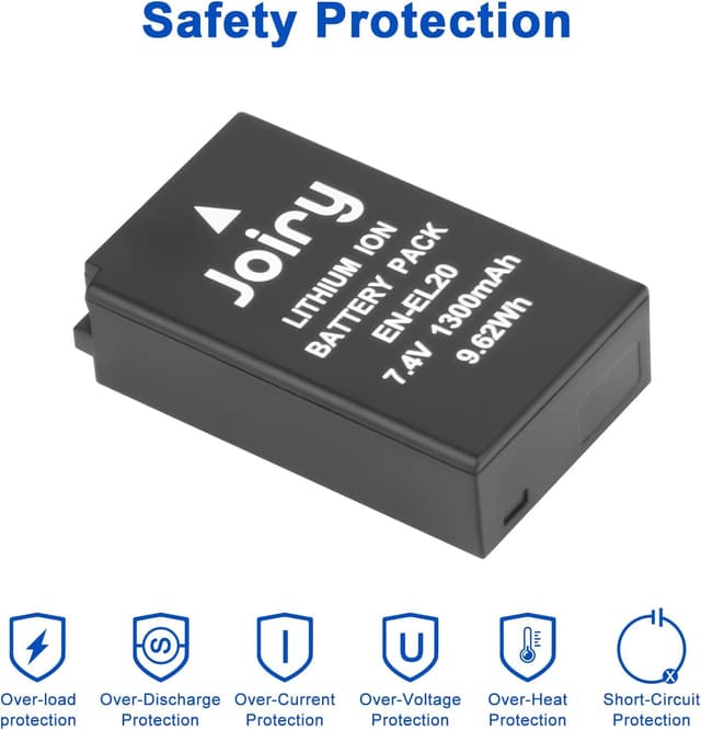 Detalle de Joiry 2x EN-EL20 / EN-EL20a battery and charger set for Nikon Coolpix cameras (1300 mAh)