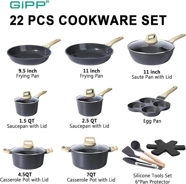 Thumbnail 2 de GIPP 22-Piece Ceramic Nonstick Cookware Set