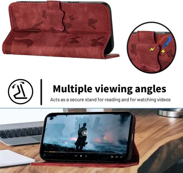 Detalle de LSPCASA Handyhülle für Samsung Galaxy A05S (6,7 Zoll) – PU-Leder-Flip-Case mit Kartenfächern, Standfunktion & Magnetverschluss