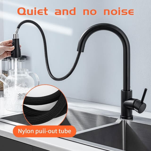 Thumbnail 4 de HASVREOG Kitchen Pull-Down Faucet Matte Black