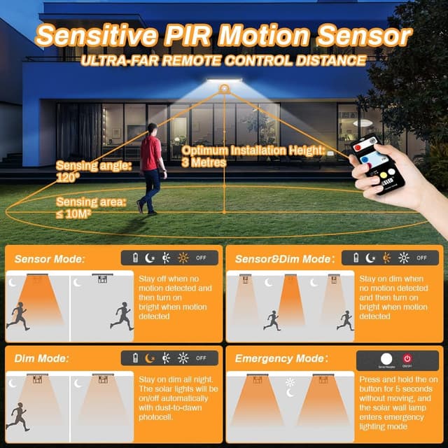 Thumbnail 4 de JESLED Luz Solar Exterior Jardín 🌟 104LED, Control Remoto, IP65