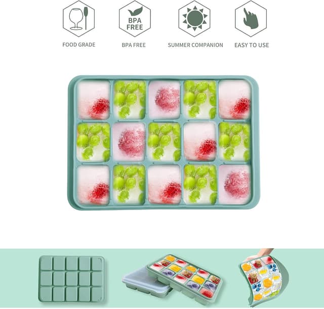 Detalle de BAMBOO GREEN Ice Cube Trays 15-count 🍧