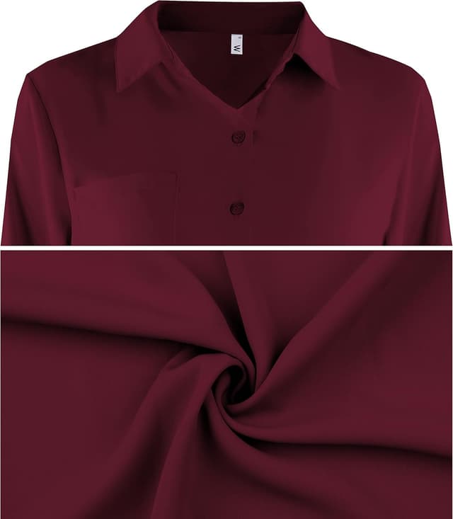 Detalle de NONSAR chemisier femme en mousseline à col en V, manches courtes et boutons