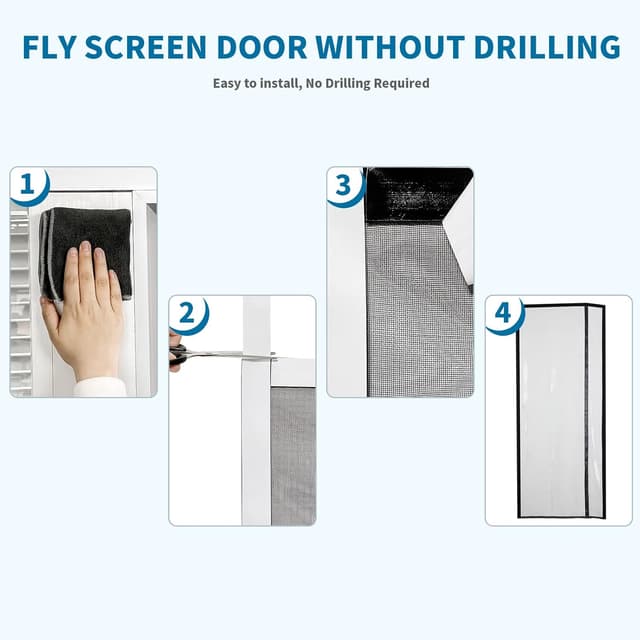Detalle de Sekey Fliegengitter Tür Vorhang mit Magnet, ohne Bohren (110x220 cm) – ideal für Seitliches Öffnen