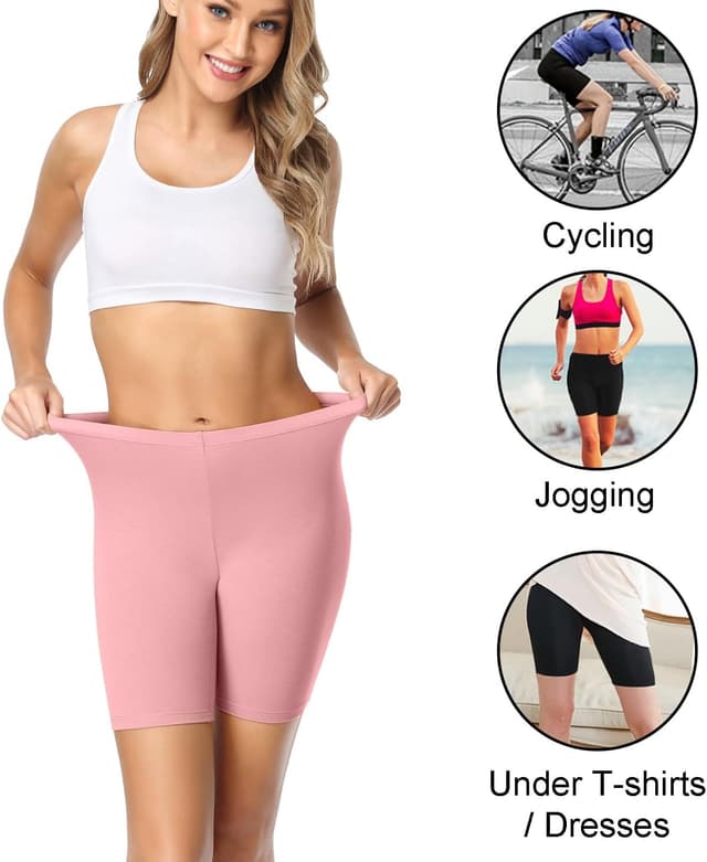 Detalle de wirarpa Radlerhose Damen im 4er Pack – kurze Baumwoll-Boxershorts gegen Scheuern, 20 cm Beininnenlänge