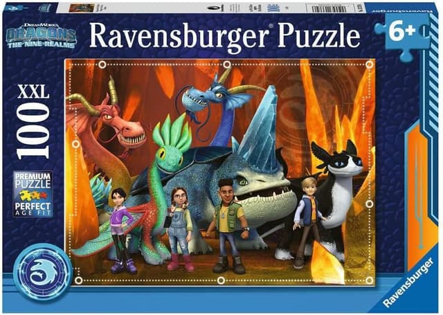 Detalle de Ravensburger Puzzle Enfant 100 pièces XXL « Dragons : Les Neuf royaumes » (dès 6 ans) 13379
