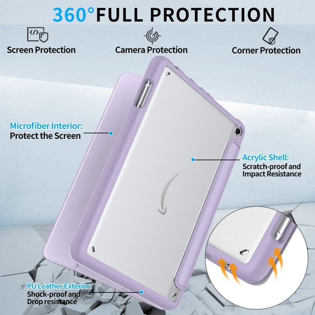 Detalle 2 de Mansiruyi 8-inch Tablet Case with Trifold Stand, Auto Sleep/Wake and Shock Protection – Light Purple