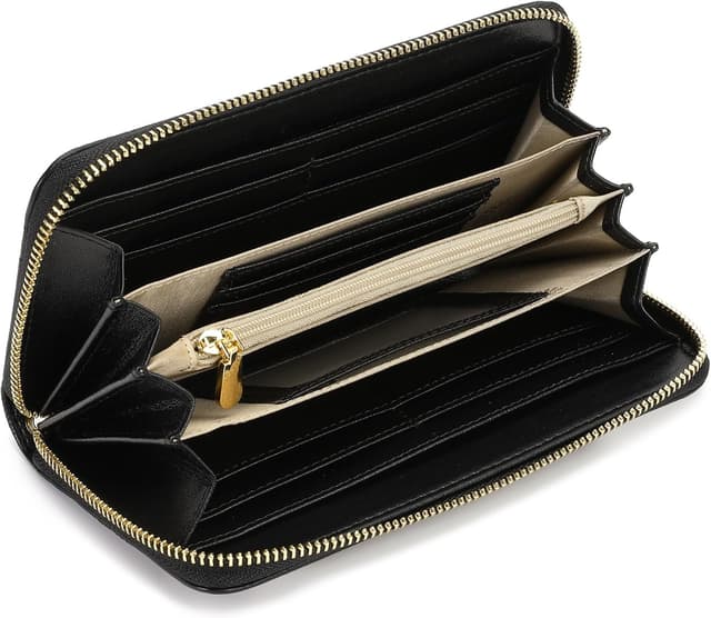 Detalle 2 de SENDEFN RFID leather women’s wallet with wristlet — large capacity clutch purse