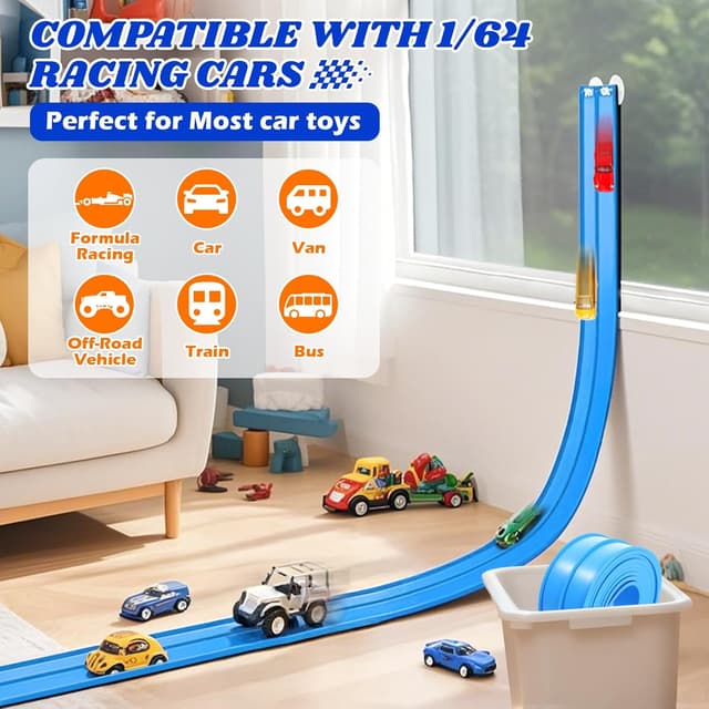 Thumbnail 1 de 15 Ft Flexible Race Track for 1/64 Cars