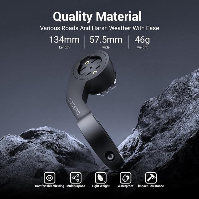 Detalle de CooSpo MT5S out-front bike computer and GoPro mount adapter for 25.4mm/31.8mm handlebars