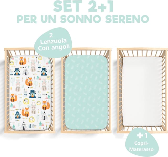 Detalle de Set Lenzuola Next To Me 3-in-1 Volpe (2 lenzuola + 1 coprimaterasso impermeabile) 55 x 90 cm