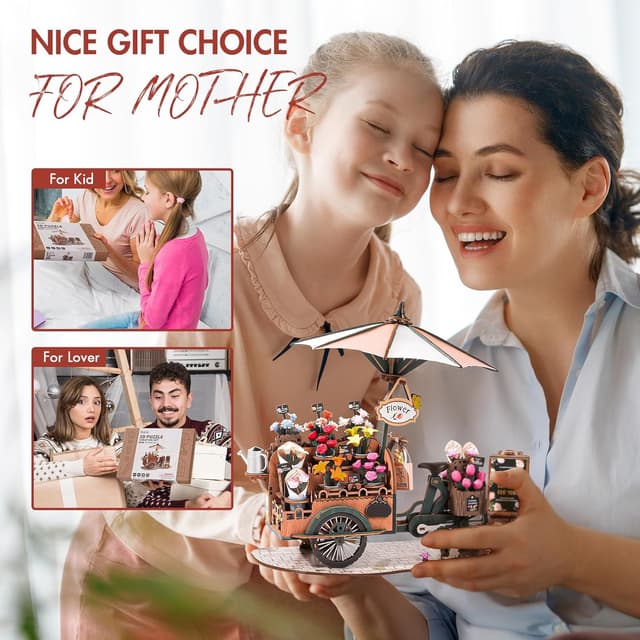 Detalle de Rolife Puzzle 3D en bois – Kit de modélisation « cart fleur » pour adultes et ados