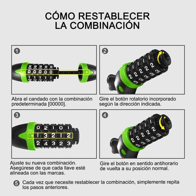 Detalle 2 de REHKITTZ Candado cadena 120 cm 11 dígitos
