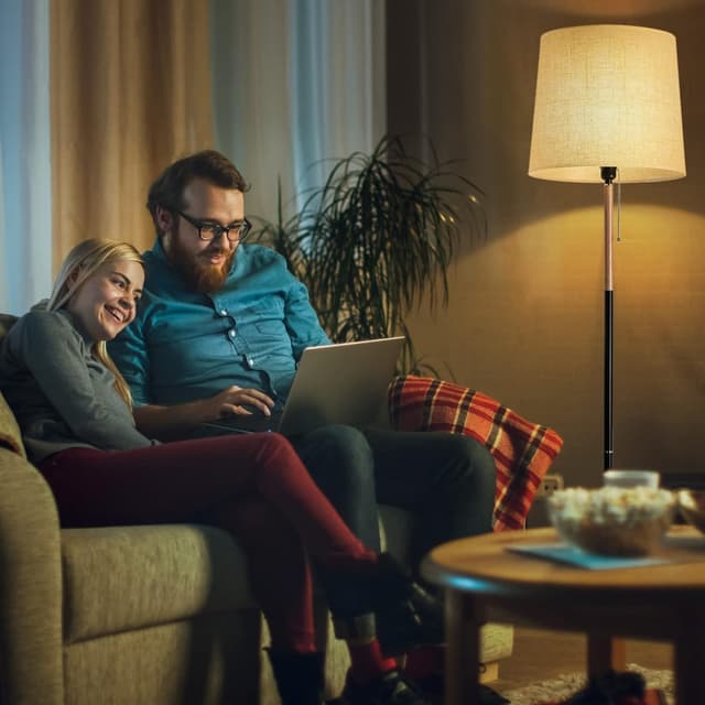 Detalle 2 de Lampada da terra/pian tana con paralume in tessuto e attacco E27 (H 170 cm) per salotto e ufficio