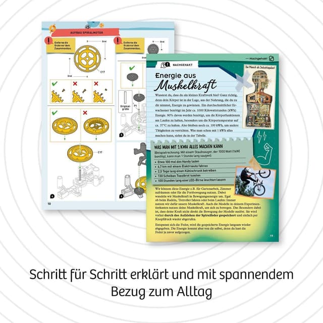 Detalle 2 de Kosmos 620783 Mechanical Power – Scatola esperimenti STEM con motori a spirale per auto da corsa, robot e timer