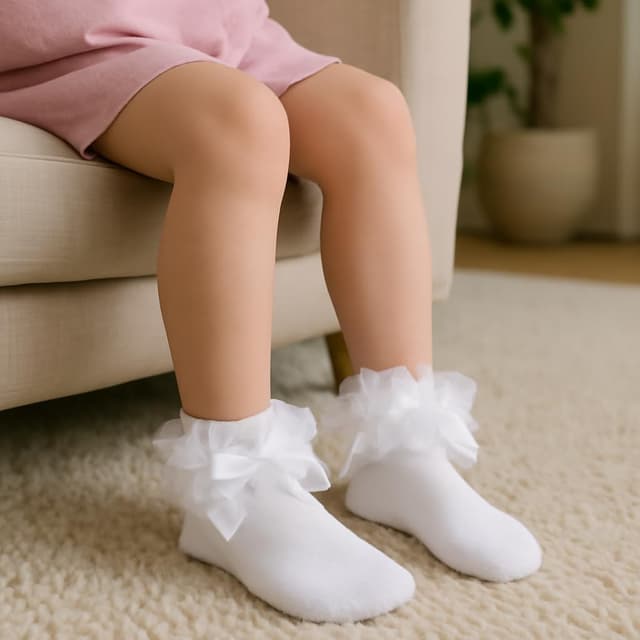 Detalle de Sock Stack 6 Pairs Girls Tutu Frilly Ankle Socks with Lace & Bow