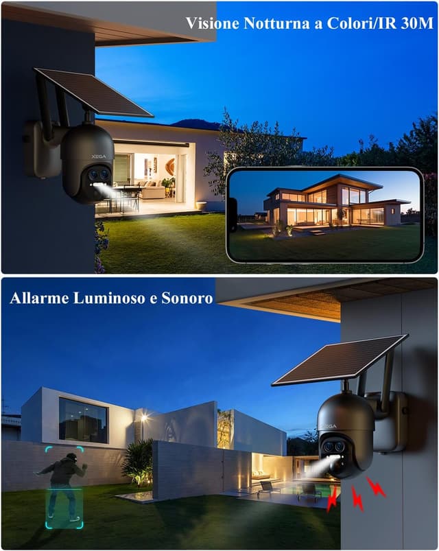 Thumbnail 6 de Xega 4G LTE telecamera esterna con SIM, zoom 12X 2K, pannello solare e visione notturna a colori