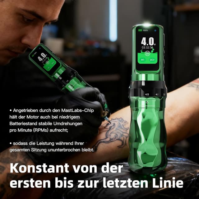 Detalle 2 de Dragonhawk Tattoo Maschine Fold Pro „Year of the Horse Edition“ – kabellose Tätowiermaschine mit Mcore‑C4 Motor