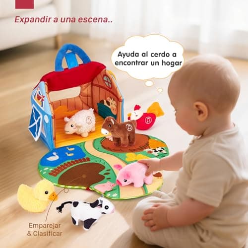 Detalle de Hahaland granja de peluche 6 animales