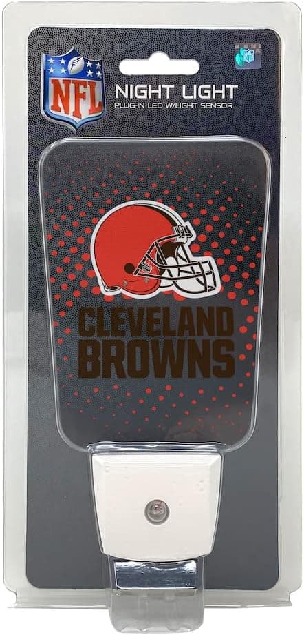 Detalle de Party Animal NFL Team LED Night Light (Cleveland Browns) — Slim 5-Inch Plug-In with Auto Sensor