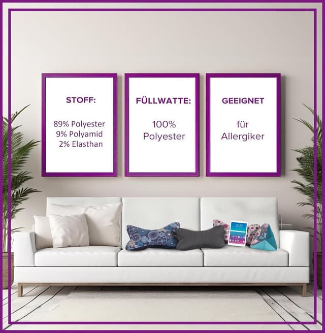 Detalle de Leseknochen Nackenkissen aus Cord (Flieder) – bequem, handgestopft und waschbar in Deutschland