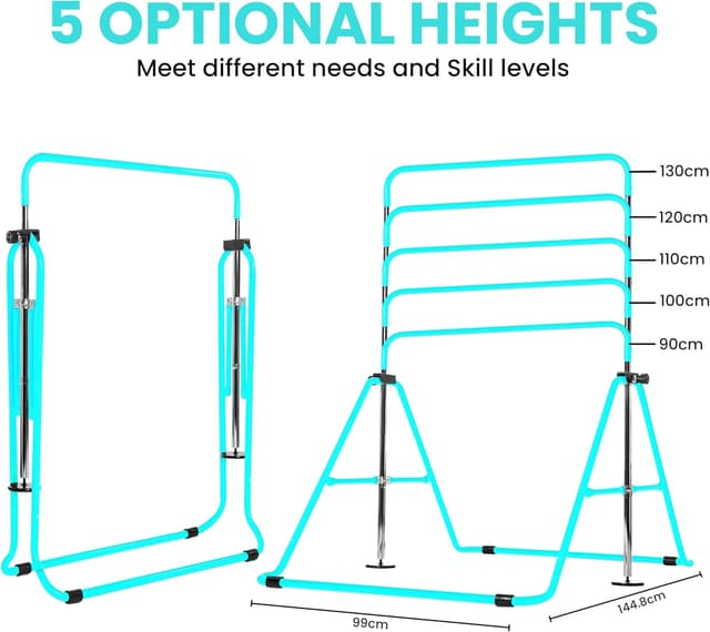 Detalle de Tiny Tumblers Gymnastics Bar with adjustable height, rings and hand grips (home gym equipment for kids)