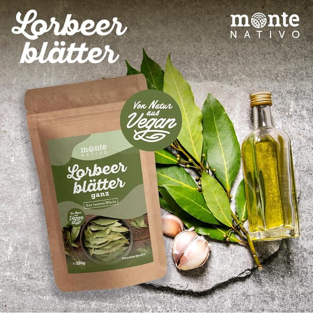 Detalle 2 de Getrocknete Lorbeerblätter Monte Nativo (250 g) – gerebelt, aromatisch zum Kochen und Würzen