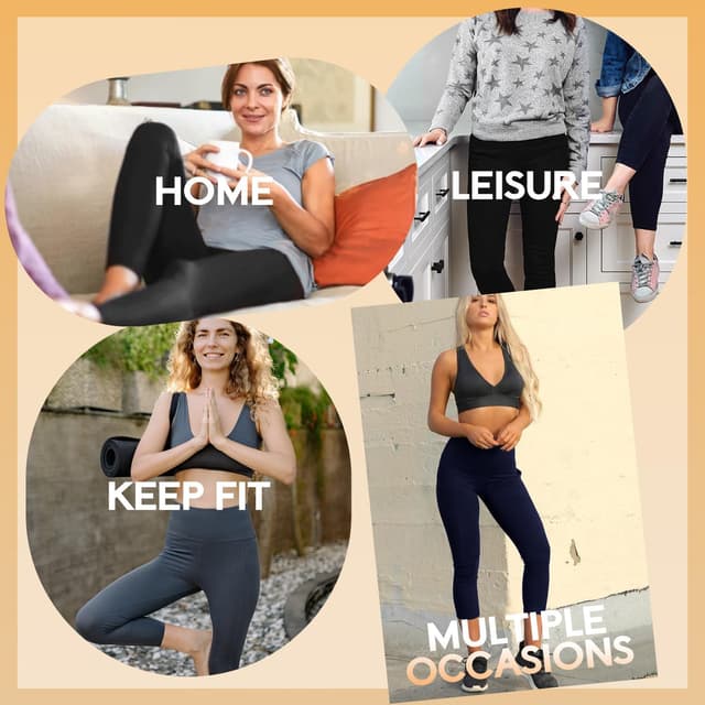 Detalle 2 de TNNZEET Capri Leggings for Women with Pockets, Tummy Control & High Waist (Black)