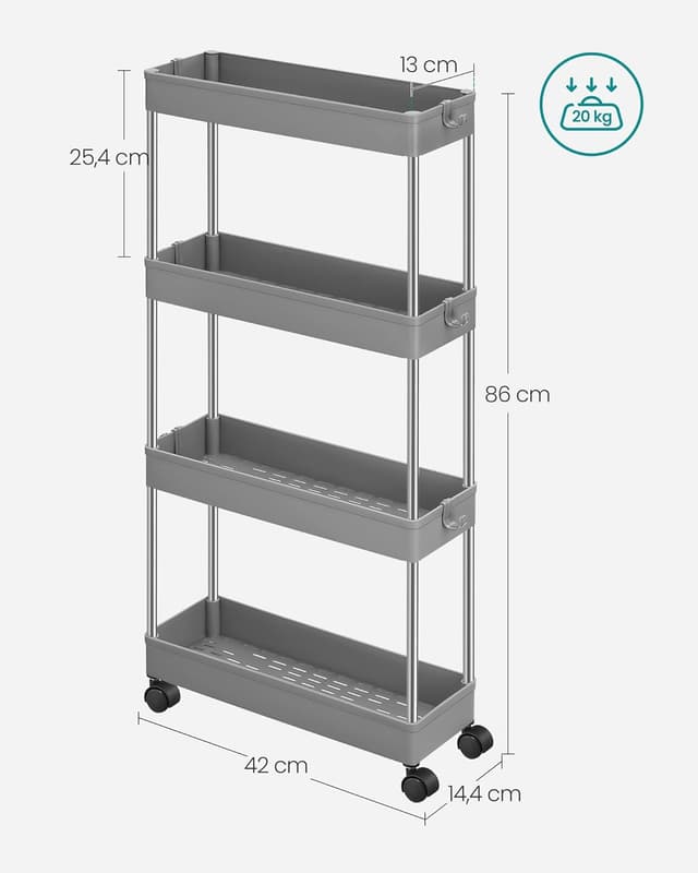 Thumbnail 4 de SONGMICS Carro de Almacenamiento 4 Niveles 🛒 Espacio Compacto