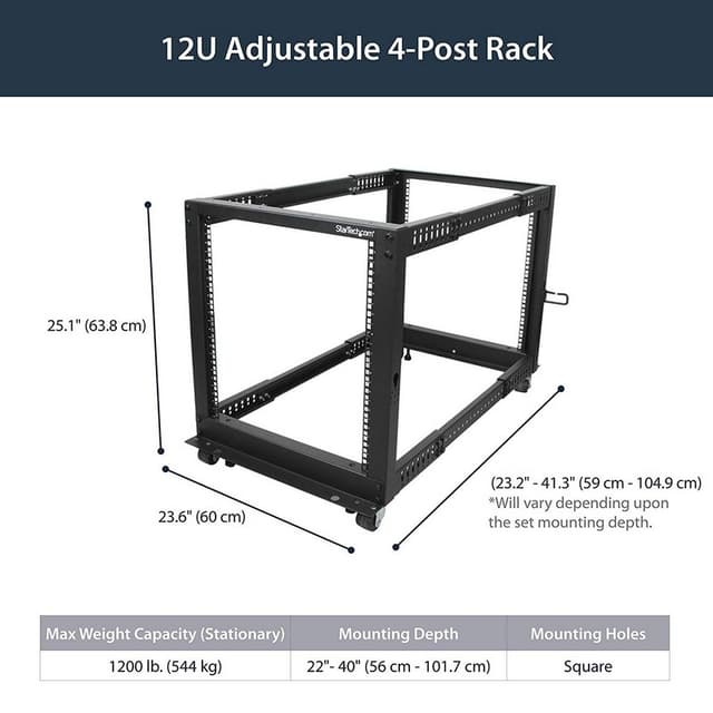 Thumbnail 3 de Startech 4POSTRACK12U rack 12U ajustable 22–40"