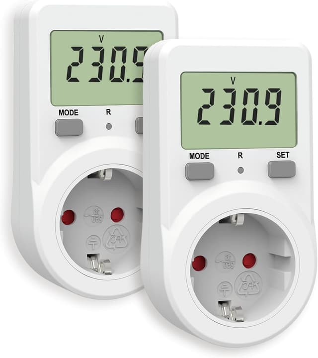 Detalle de NOVKIT Stromzähler für Steckdose mit Speicherfunktion – 2er-Set für Stromverbrauch & Energiekostenmessung (230V / 16A)