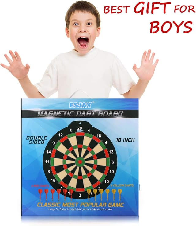Thumbnail 6 de Esjay 18 inch Magnetic Dart Board Set – safe magnetic darts game for kids (12 darts, double-sided)