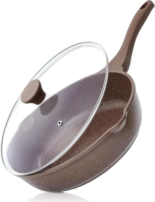 Detalle de SENSARTE Nonstick Deep Frying Pan Skillet (12-inch) with Lid, Stay-Cool Handle, Induction Compatible