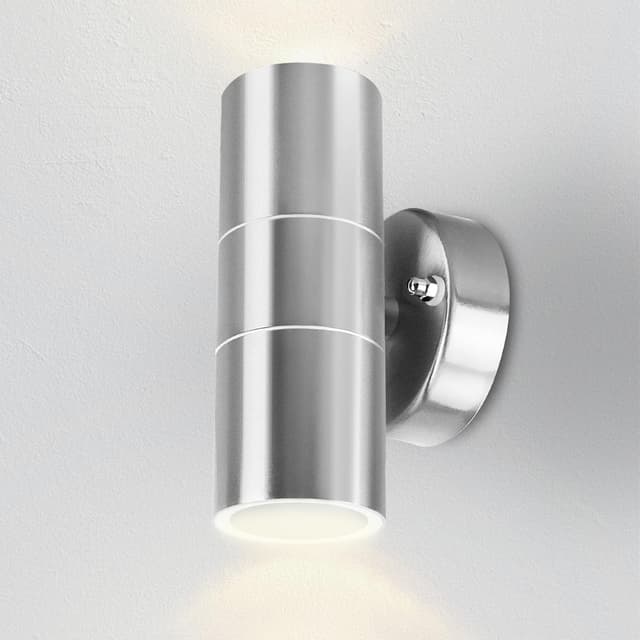 Detalle de Kerry Outdoor Wall Lights stainless steel IP44 LED up down mains wall sconces (silver)