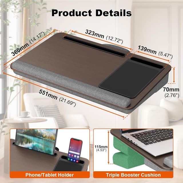 Thumbnail 2 de PUTORSEN Laptop Desk 551×360 mm pour 17,3"