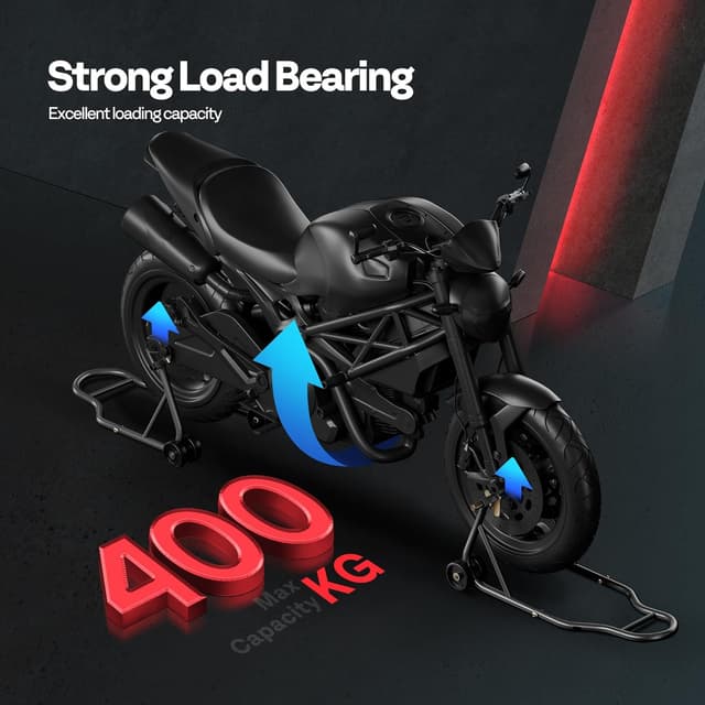 Detalle de SPECSTAR Motorcycle Paddock Stand Combo (Front & Rear) 400kg Capacity with Adjustable Fork Heads