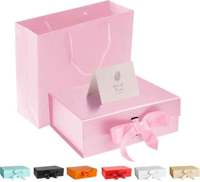 Detalle de DAWNTREES Pink Magnetic Gift Box with Lid (26 x 19 x 8cm) – 1/2/4 Pack