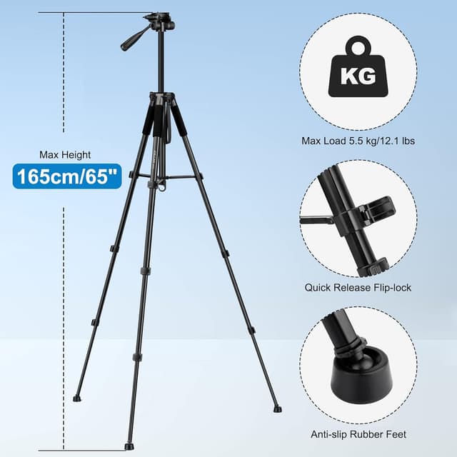 Detalle de JOILCAN Aluminium Camera Tripod 65 inch